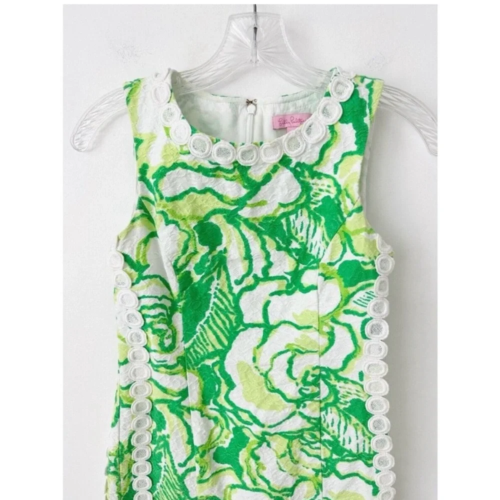 Lilly Pulitzer Mila Resort White Heart Breaker Shift Dress 00 100% Cotton Floral - Picture 6 of 9